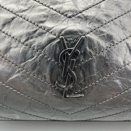 Yves Saint Laurent Medium Niki Shopping Tote Pull Up Leather Black