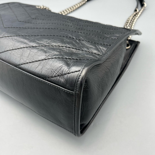 Yves Saint Laurent Medium Niki Shopping Tote Pull Up Leather Black