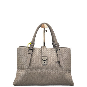 Bottega Veneta Large Roma Tote Bag Lambskin Intrecciato Nappa Grey