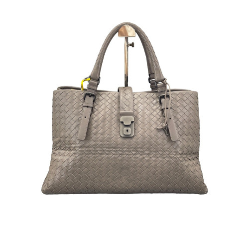 Bottega Veneta Large Roma Tote Bag Lambskin Intrecciato Nappa Grey