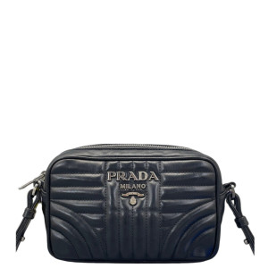 Prada Small Diagramme Camera Calfskin Black
