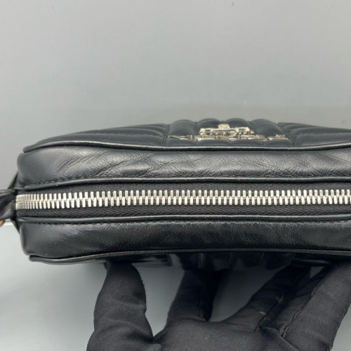 Prada Small Diagramme Camera Calfskin Black