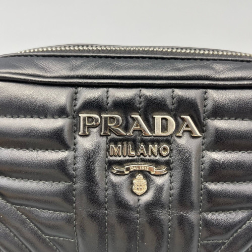 Prada Small Diagramme Camera Calfskin Black