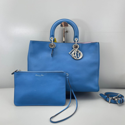 Dior Large Diorissimo Tote Calfskin Blue