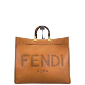 Fendi Large Sunshine Shopper Tote Calfskin Tan