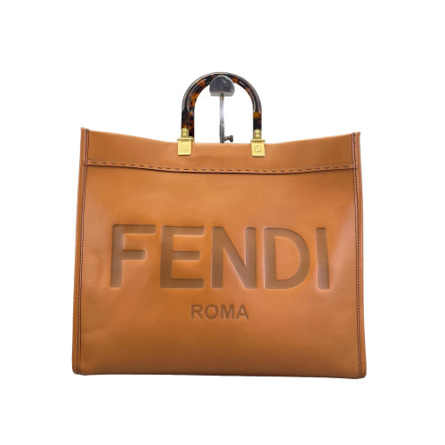 Fendi Large Sunshine Shopper Tote Calfskin Tan