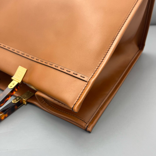 Fendi Large Sunshine Shopper Tote Calfskin Tan