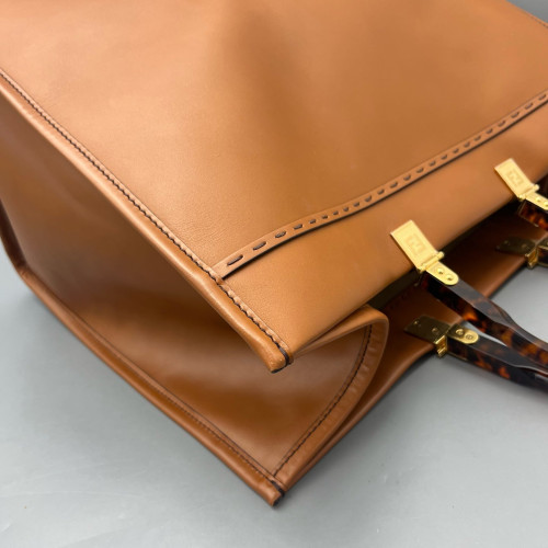 Fendi Large Sunshine Shopper Tote Calfskin Tan
