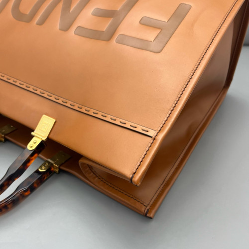 Fendi Large Sunshine Shopper Tote Calfskin Tan