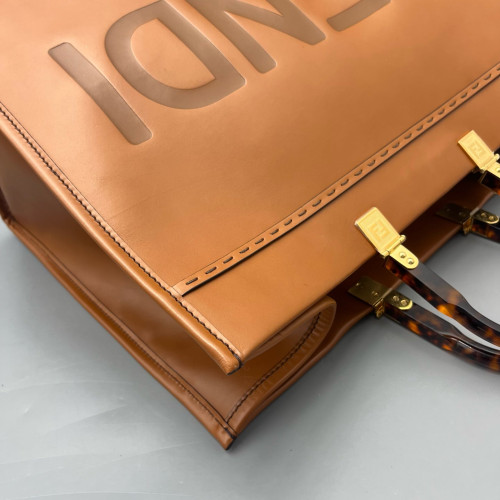 Fendi Large Sunshine Shopper Tote Calfskin Tan