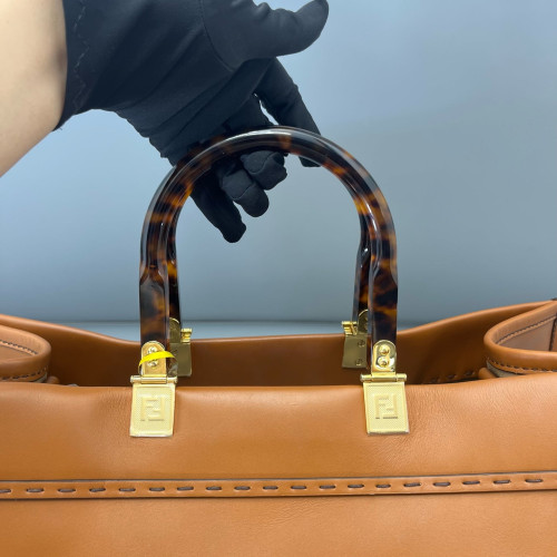 Fendi Large Sunshine Shopper Tote Calfskin Tan