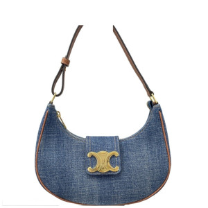 Celine Triomphe Hobo Denim Blue Brown Celine Triomphe Hobo Denim Blue Brown