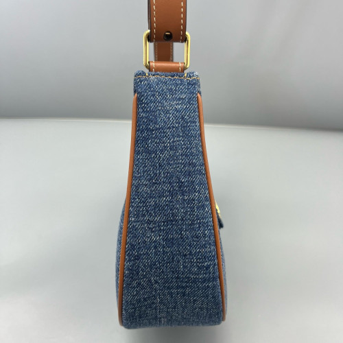 Celine Triomphe Hobo Denim Blue Brown
