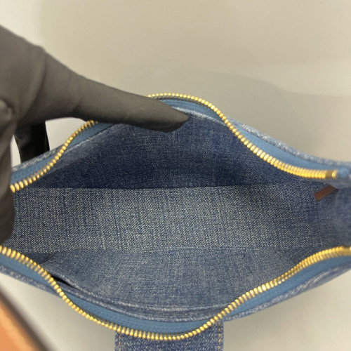 Celine Triomphe Hobo Denim Blue Brown