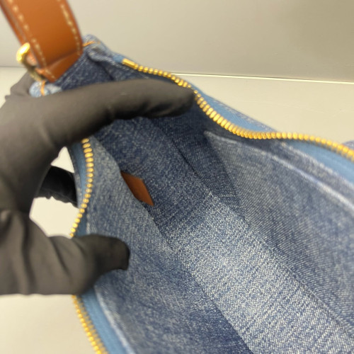 Celine Triomphe Hobo Denim Blue Brown