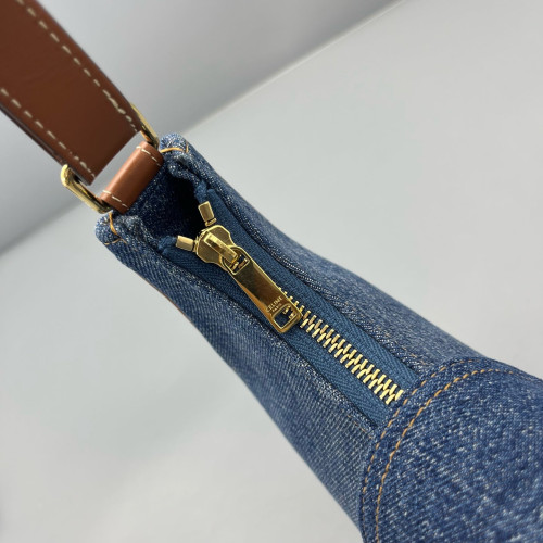 Celine Triomphe Hobo Denim Blue Brown