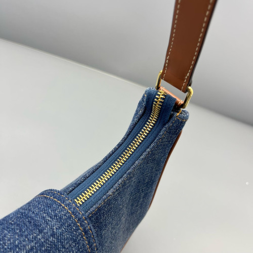 Celine Triomphe Hobo Denim Blue Brown