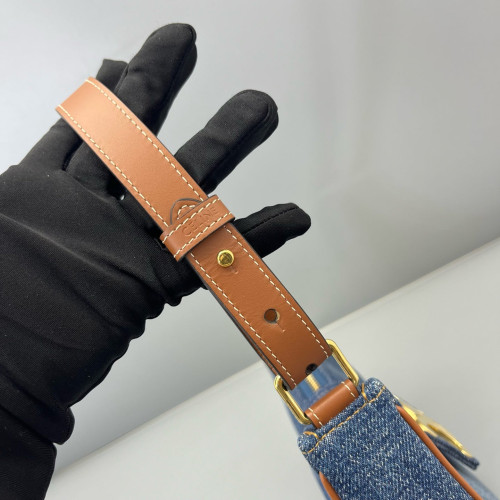 Celine Triomphe Hobo Denim Blue Brown