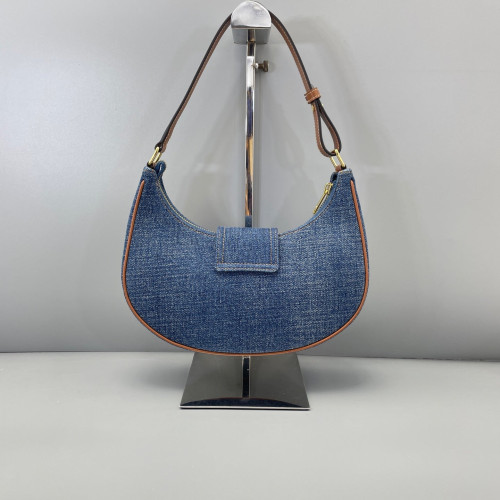 Celine Triomphe Hobo Denim Blue Brown