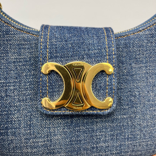 Celine Triomphe Hobo Denim Blue Brown