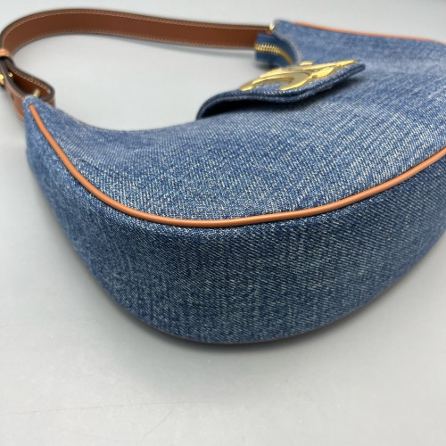 Celine Triomphe Hobo Denim Blue Brown