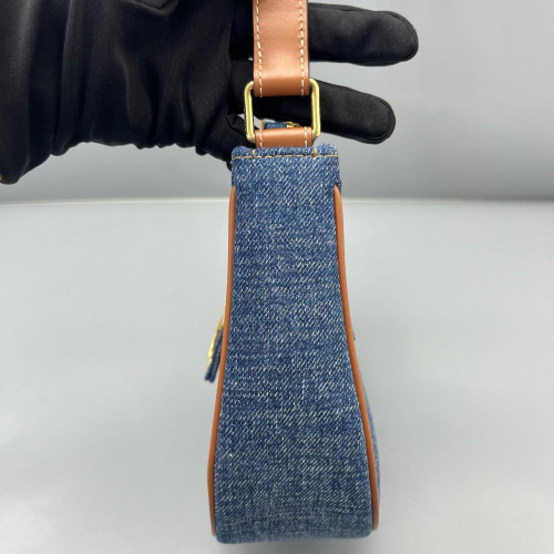 Celine Triomphe Hobo Denim Blue Brown