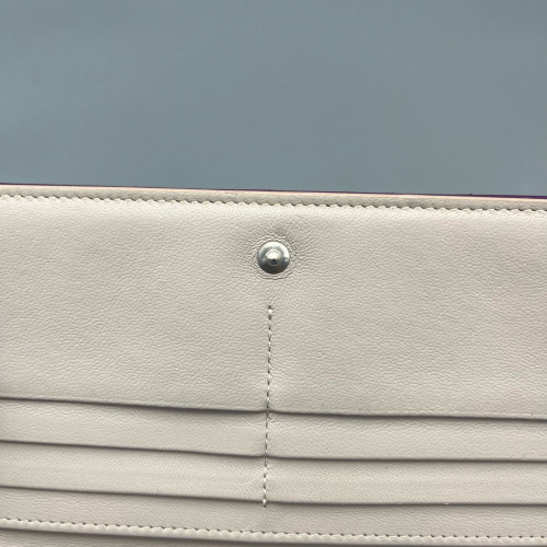 Dior Cannage Continental Wallet Calfskin Purple Blue Beige