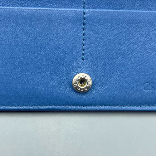 Dior Cannage Continental Wallet Calfskin Purple Blue Beige