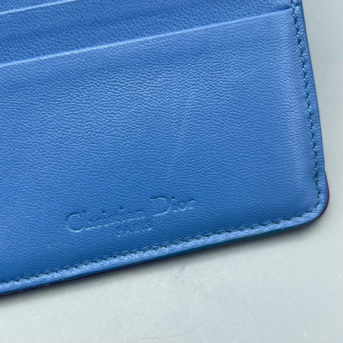 Dior Cannage Continental Wallet Calfskin Purple Blue Beige