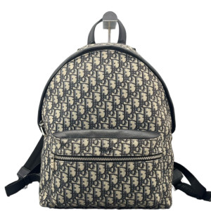 Dior Backpack Oblique Calfskin Blue Beige