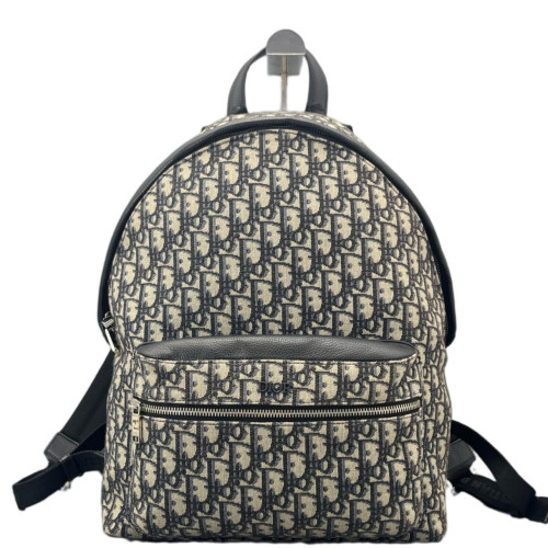 Dior Backpack Oblique Calfskin Blue Beige