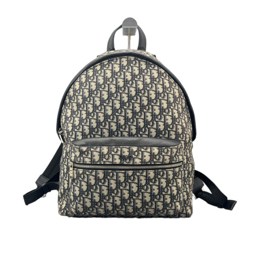 Dior Backpack Oblique Calfskin Blue Beige