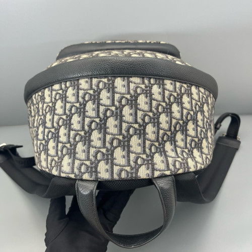 Dior Backpack Oblique Calfskin Blue Beige