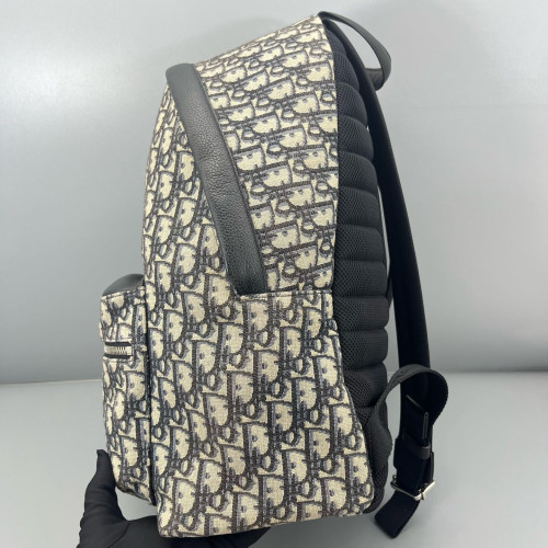 Dior Backpack Oblique Calfskin Blue Beige
