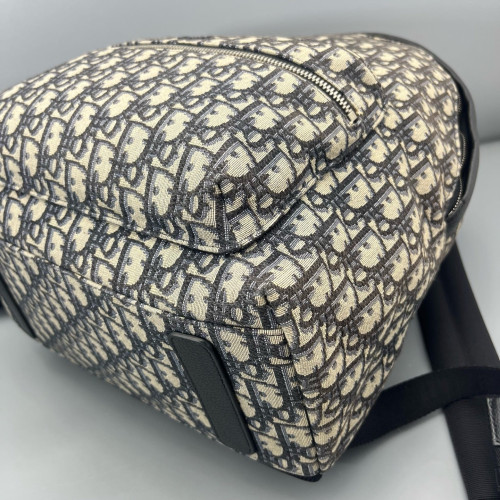 Dior Backpack Oblique Calfskin Blue Beige