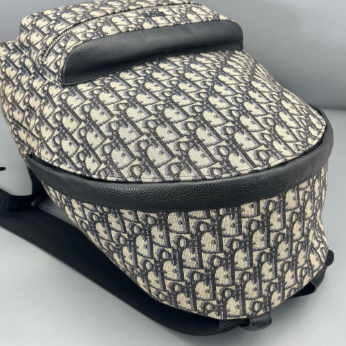 Dior Backpack Oblique Calfskin Blue Beige