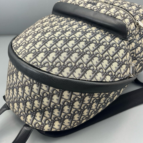 Dior Backpack Oblique Calfskin Blue Beige
