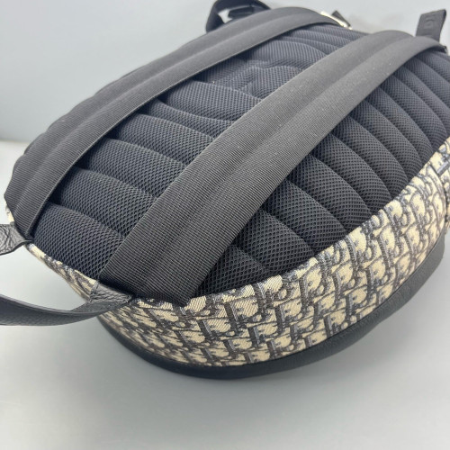 Dior Backpack Oblique Calfskin Blue Beige