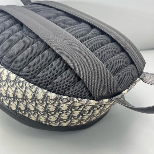 Dior Backpack Oblique Calfskin Blue Beige