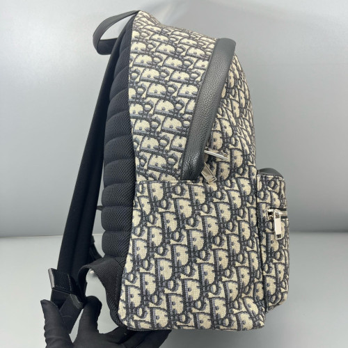Dior Backpack Oblique Calfskin Blue Beige