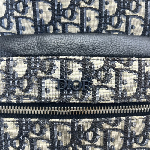 Dior Backpack Oblique Calfskin Blue Beige