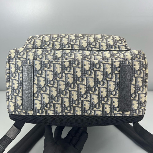 Dior Backpack Oblique Calfskin Blue Beige