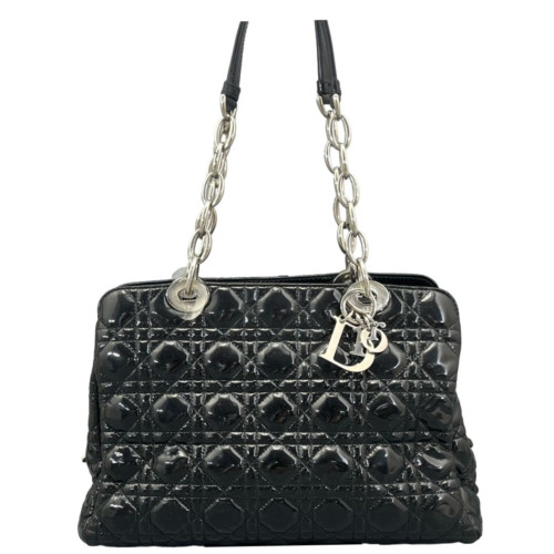 Dior Small Dior Soft Shopping Tote Patent Calfskin Black