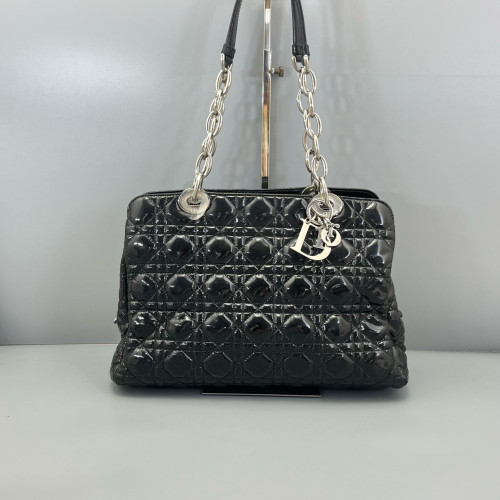 Dior Small Dior Soft Shopping Tote Patent Calfskin Black