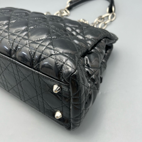 Dior Small Dior Soft Shopping Tote Patent Calfskin Black