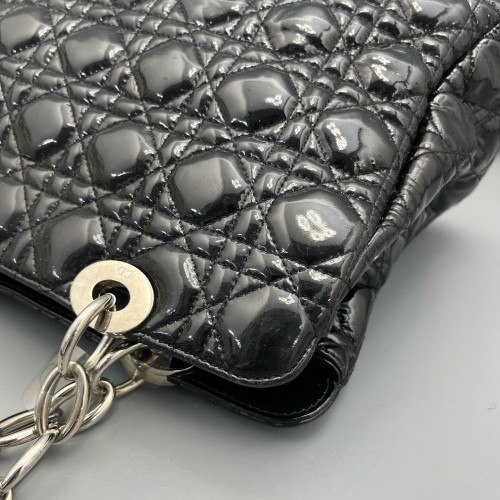Dior Small Dior Soft Shopping Tote Patent Calfskin Black