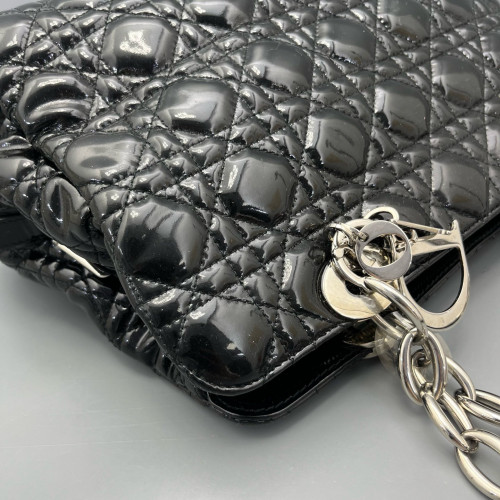 Dior Small Dior Soft Shopping Tote Patent Calfskin Black