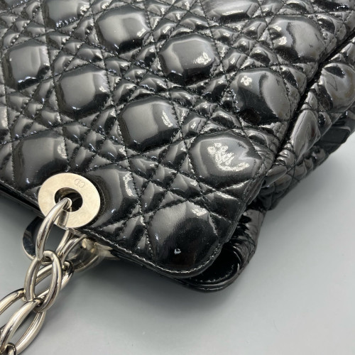 Dior Small Dior Soft Shopping Tote Patent Calfskin Black
