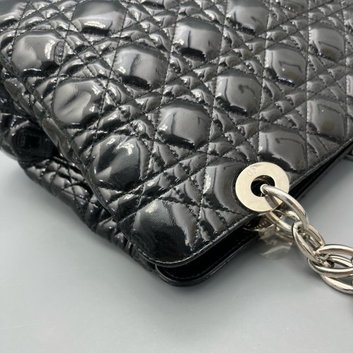 Dior Small Dior Soft Shopping Tote Patent Calfskin Black