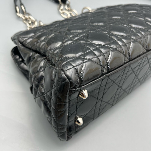 Dior Small Dior Soft Shopping Tote Patent Calfskin Black